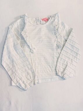 Bisby Girls White Ruffle Long Sleeve Top Size 7
